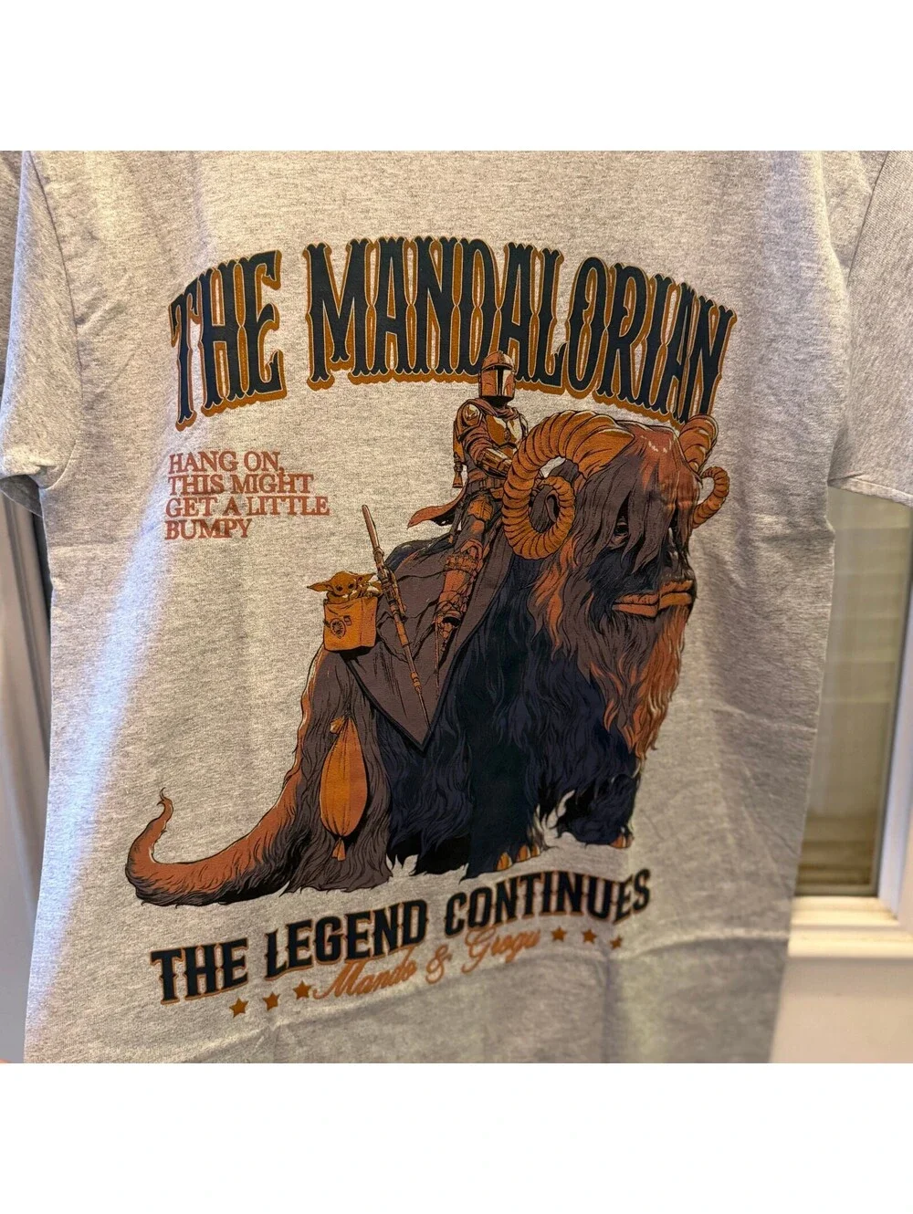 Star Wars The Mandalorian Graphic T-Shirt Size Small Gray Cotton